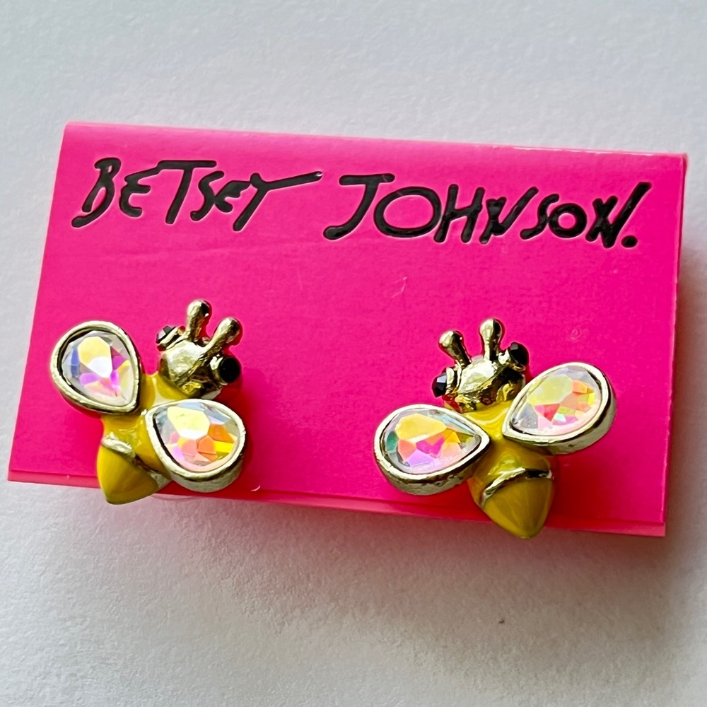 NWT Y2K Vintage Betsey Johnson Cute Yellow Bee Earrings